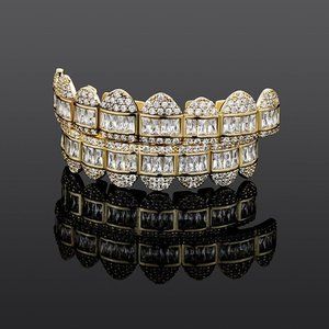 Bling Bling Cz Baguette Diamonds Grillz SET